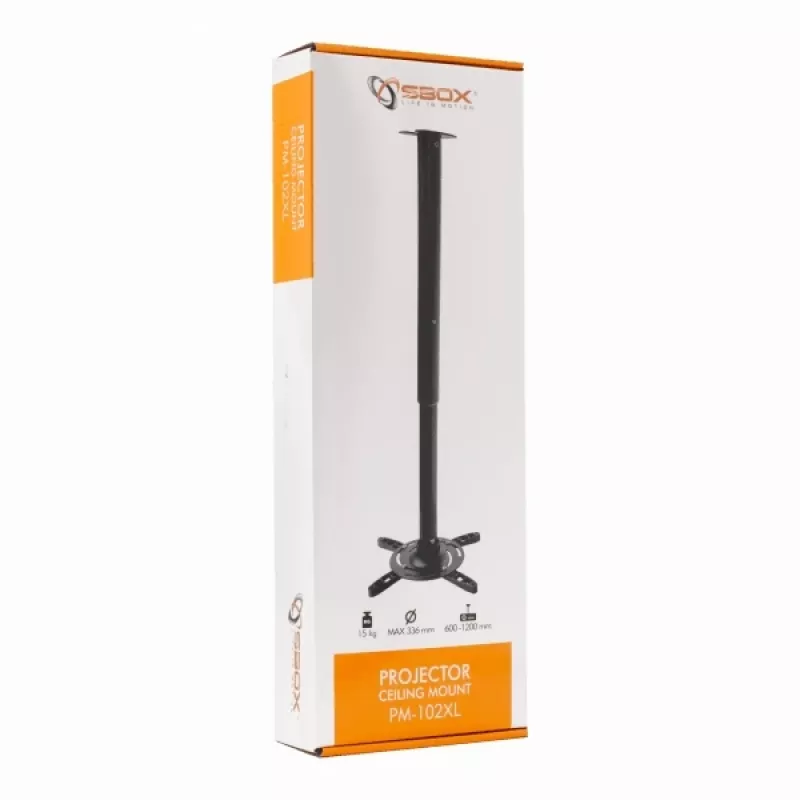 Uchwyt sufitowy do projektora Sbox PM-102XL, max 336 mm, 15 kg