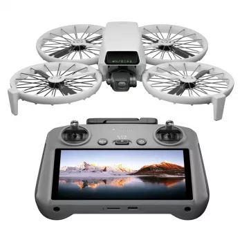 Dron DJI Flip 4 z kamerą 48 MP, 4K (3840x2160), akumulatorem 3110 mAh, 16 m/s, zasięgiem 14 000 m, 4 wirnikami, 0,249 kg, czarno-biały