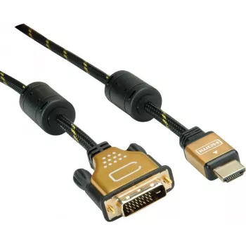 Roline Gold - Przewód wideo - Dual Link - HDMI / DVI - DVI-D (M) do HDMI (M) - 3 m - Ekranowany - Czarny, Złoty - Obsługa 4K