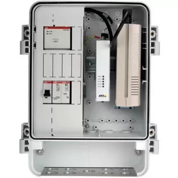 Szafa konwertera mediów Axis T98A18-VE A - Konwerter mediów - GigE - 10Base-T, 100Base-TX, 1000Base-X, 100Base-X - 2 porty - RJ-45 / SFP (mini-GBIC)