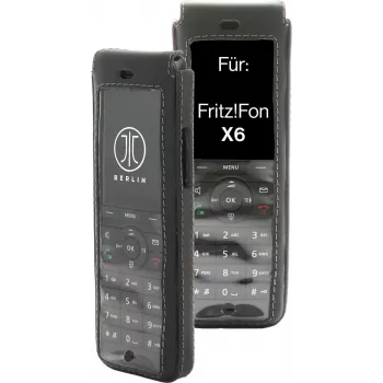 Skórzany pokrowiec na pasek jt berlin do AVM FRITZ!Fon X6 – czarny