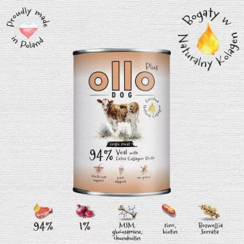 Ollo Plus Kolagen Cielęcina 400g puszka dla psa
