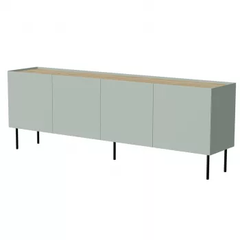 Komoda cama meble FELLINI 2000×400×700 mm, oliwkowa z blatem z dębu olejowanego, rama MDF
