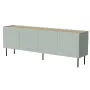Komoda cama meble FELLINI 2000×400×700 mm, oliwkowa z blatem z dębu olejowanego, rama MDF