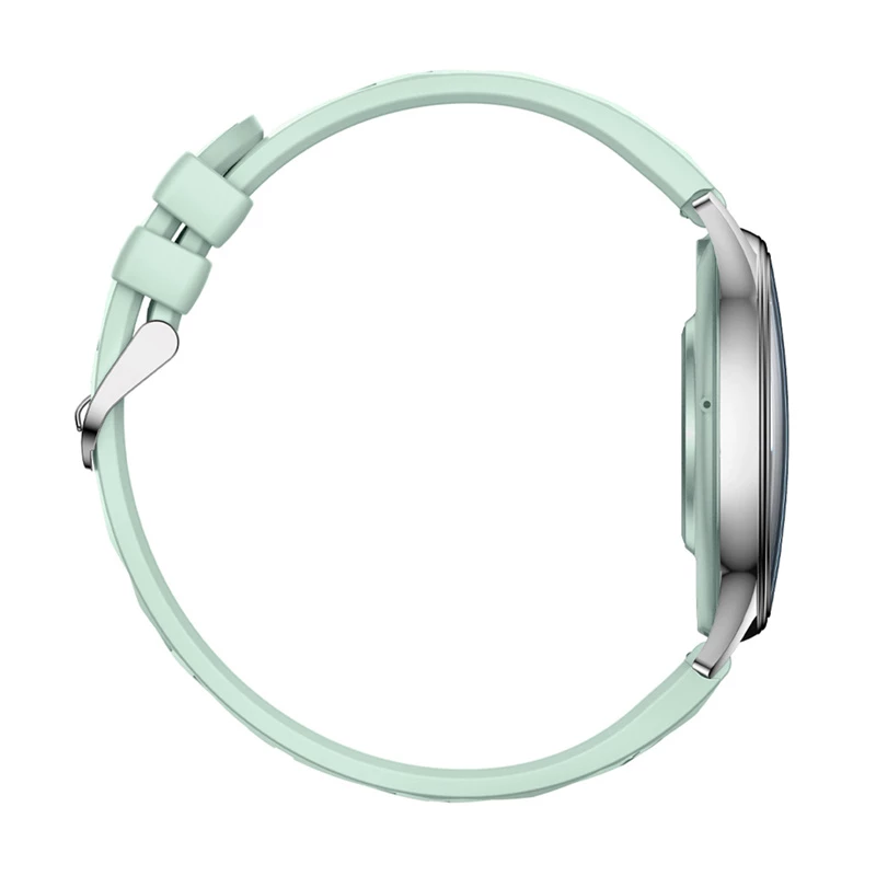 Smartwatch Colmi L28 — Srebrno-zielona koperta z zielonym skórzanym paskiem