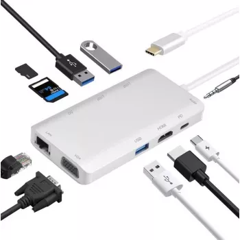 Stacja dokująca helos 304265 USB 3.1 Type-C z HDMI, VGA, USB i LAN