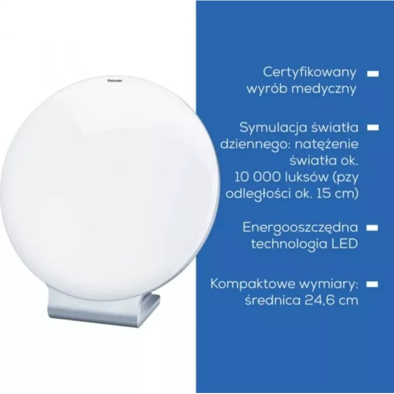 Lampa do terapii światłem Beurer TL 50 60815 10000 luksów – symulator światła dziennego do sezonowej terapii światłem