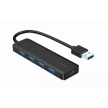Koncentrator USB Gembird 4-portowy USB 3.1 (Gen 1) — 4 porty, USB 3.2 Gen 1 Type-A, 5V/2.1A, 109×30×10 mm, czarny