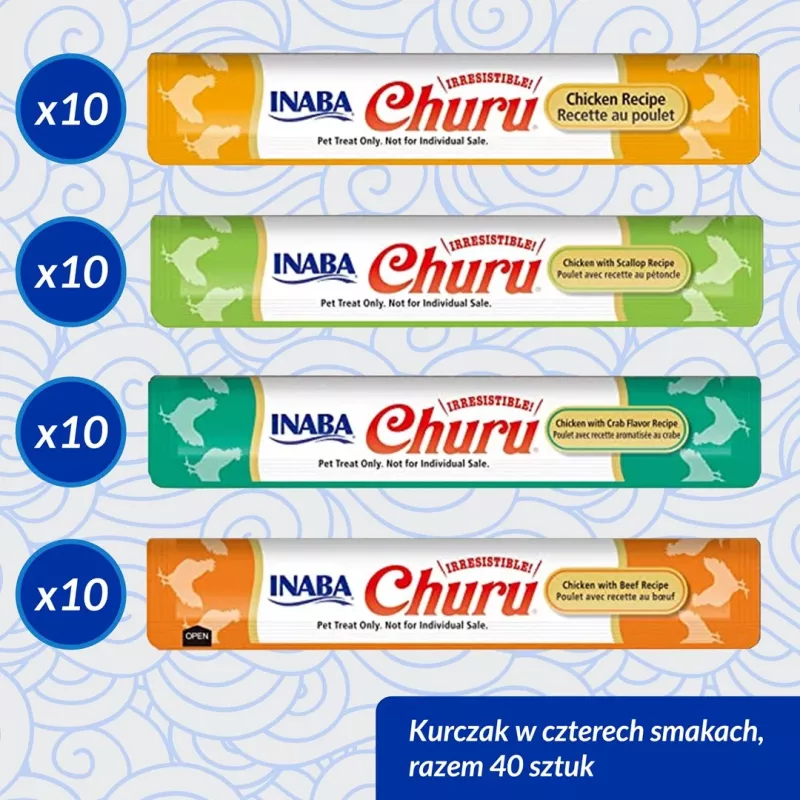 Przysmaki dla kota INABA Churu Variety Box — Pasta z kurczaka, 40 × 14 g, bez zbóż, glutenu i soi