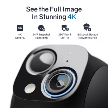 Safemo ST1 SolarCam 4K UHD Video, 8-krotny zoom, kąt widzenia 132°, noktowizja, Wi-Fi 2,4 GHz, panel słoneczny 3W, biały