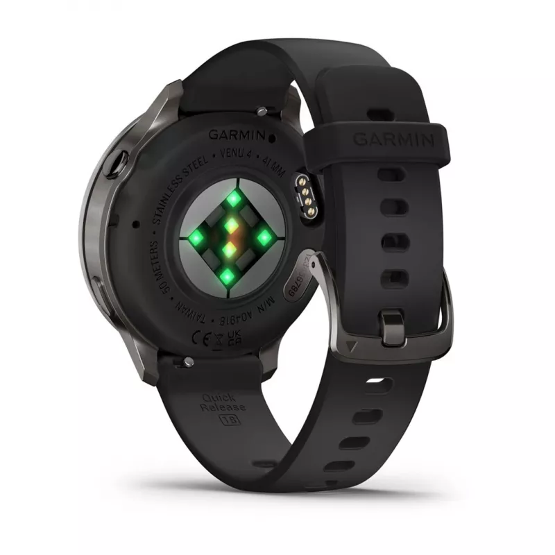 Garmin Venu 4 3,05 cm (1,2 inch) AMOLED 41 mm Cyfrowy 390 x 390 pikseli Dotykowy Czarny Wi-Fi GPS (satelitarny)