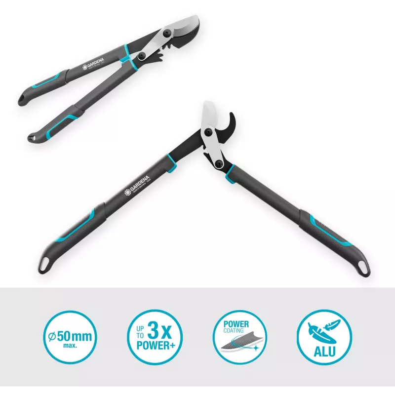 Sekator GARDENA EnergyCut Pro S, rączka 60 cm, szary/turkusowy