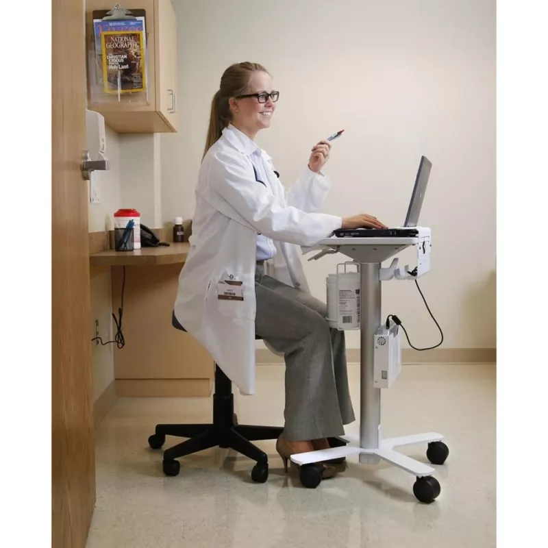 Ergotron StyleView Wózek na laptopa, SV10 - Wózek na notebook - medyczny - Metal - Biały, Aluminium - Rozmiar ekranu: do 43,2 cm (do 43,20 cm (17)) (SV10-1100-0)