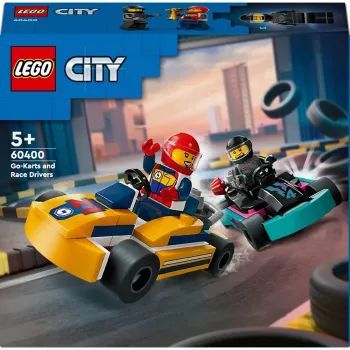 Klocki konstrukcyjne LEGO 60400 City Gokarty z zawodnikami – zestaw z minifigurkami i pojazdami