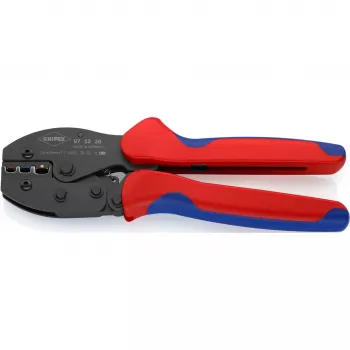 Narzędzie do zaciskania Knipex PreciForce model 975236 SB — izolowane uchwyty w kolorze czarnym, niebieskim i czerwonym