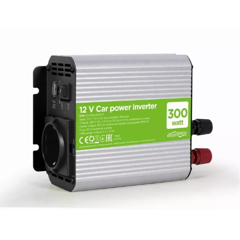 Gembird EG-PWC300-01 zasilacz/przetwornica samochodowa 300 W Szary