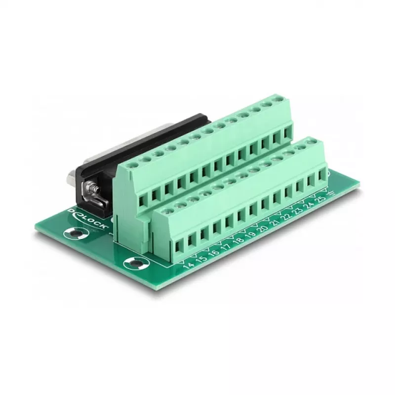 DeLOCK D-Sub 25 pin żeński do listwy zaciskowej na szynę DIN 51mm x 86mm x 30mm