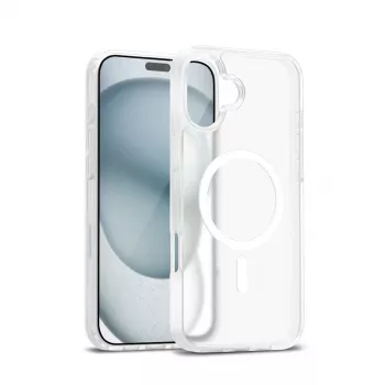 Crong Hybrid Matte Magnetic etui MagSafe do iPhone 17 — półprzezroczysty biały, PC+TPU