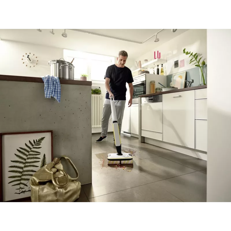 Kärcher FC 7 CORDLESS Miotła elektryczna Akumulatorowa Na mokro Bezworkowa Czarny, Biały, Żółty 2,85 Ah