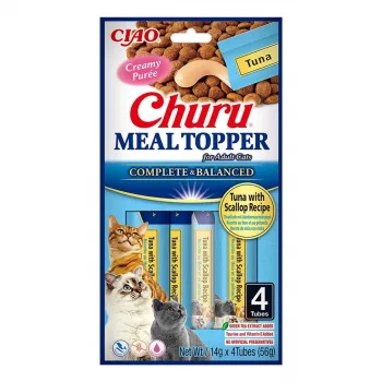Saszetka z mokrym przysmakiem dla kota INABA Churu Meal Topper Tuńczyk z przegrzebkiem 4 x 14 g