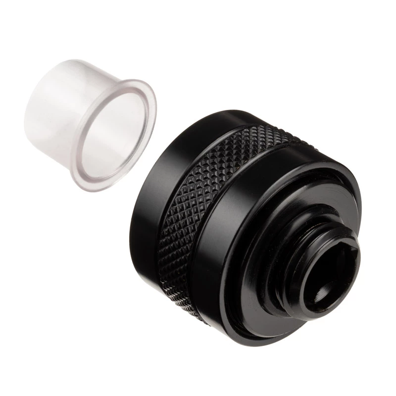 Złączka Alphacool 17473 — mosiądz, wysokość 23 mm, średnica 26 mm, czarny