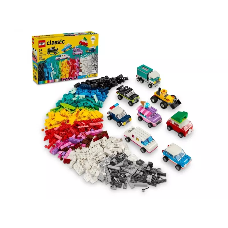 LEGO Classic Kreatywne Pojazdy Kolorowy Zestaw Modeli Samochodów Zawierający Zabawkę Radiowozu Policyjnego i 11023 Classic Zielona Płyta Podstawowa Kwadratowa 32x32 Wypustki Trawnik Budowlany