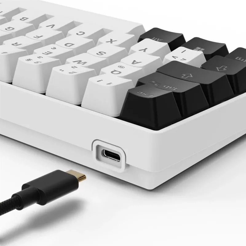 Klawiatura Sharkoon SGK50 S4 Domowa USB QWERTZ Niemiecka Biała RGB LED 60%