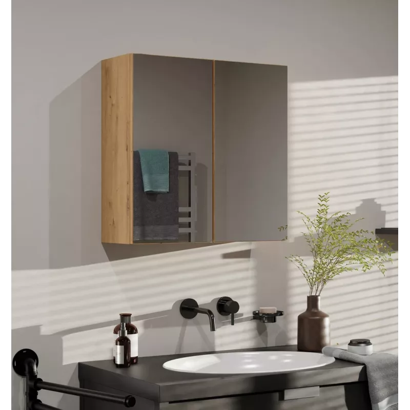 Szafka łazienkowa wisząca top e shop POLA 2DL ARTISAN — dębowa, 600×220×600 mm, 3 półki