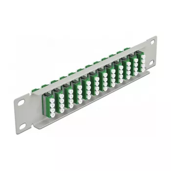 Panel krosowy światłowodowy DeLOCK 10 cali 12 portów LC Quad zielony 1U szary