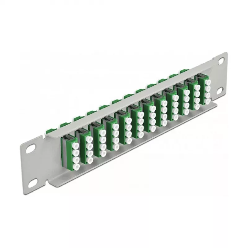 Panel krosowy światłowodowy DeLOCK 10 cali 12 portów LC Quad zielony 1U szary