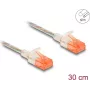 Kabel sieciowy DeLOCK RJ45 Cat.6A U/UTP cienki 0.3m Transparent