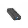 Hub USB NATEC MANTIS USB 2.0 Type-B — 4x porty USB 3.2 Gen 1 Type-A, czarny, kabel 0,8 m, zasilacz sieciowy, wyłącznik zasilania