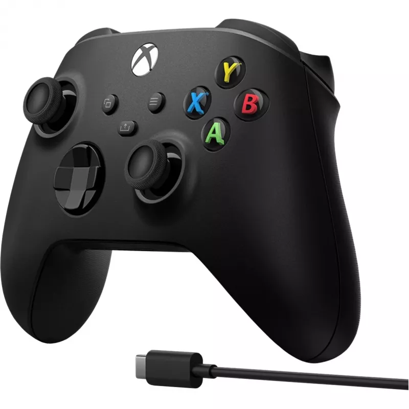 Microsoft Xbox Wireless Controller + kabel USB-C, czarny gamepad analogowy / cyfrowy PC, Xbox One, Xbox One S, Xbox One X, Xbox Series S, Xbox Series X