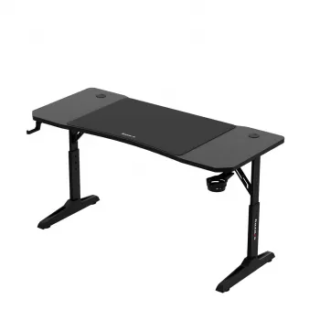 Biurko gamingowe huzaro Hero 3.6 — prostokątne 1400×600 mm, regulacja wysokości 560–790 mm, czarne, nogi H, blat 15 mm