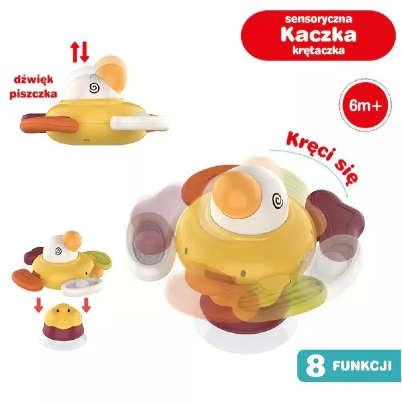 Pluszowa interaktywna sensoryczna kaczuszka Ascato 122946 — miękka faktura, kolorowy design