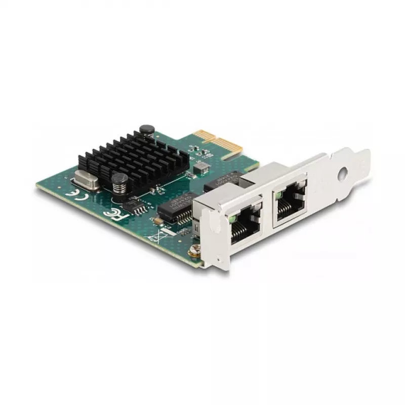 Karta DeLOCK PCI Express x1 2 x RJ45 Gigabit LAN BCM Szara