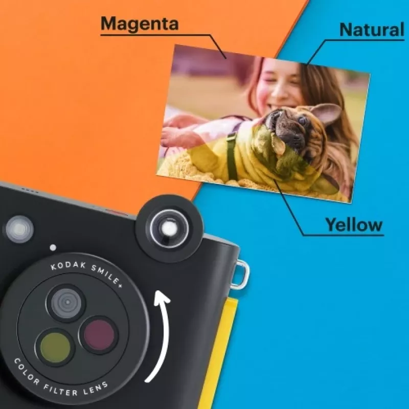 Natychmiastowy aparat fotograficzny Kodak SMILE+ 2x3 Czarny — przenośny aparat do zdjęć natychmiastowych z wydrukami 2×3