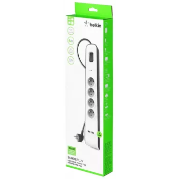 Listwa przeciwprzepięciowa Belkin BSV401CA2M Czarna Biała 4 gniazda AC 2 m