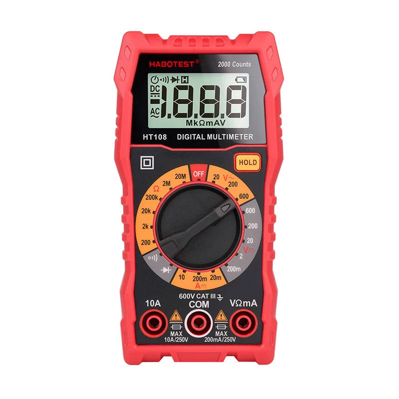 Multimetr Habotest HT108L — DC do 600V, AC do 600V, zakres 10A