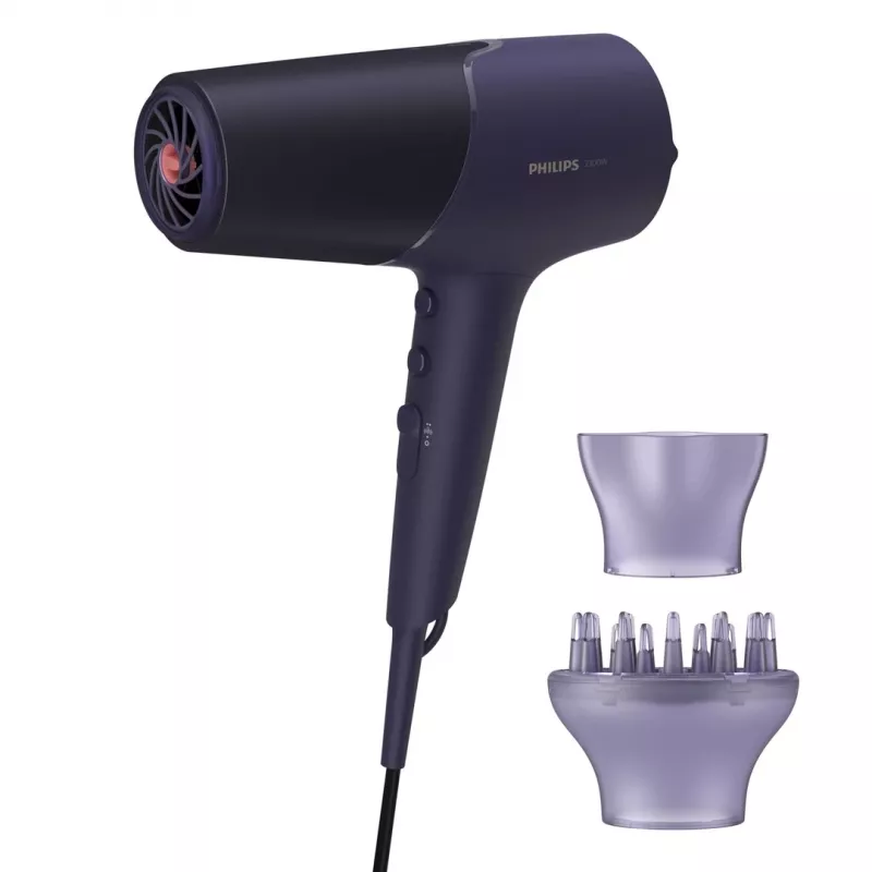 Suszarka do włosów Philips serii 5000 BHD514/00, 2300 W, fioletowa, 6 prędkości, 6 poziomów ciepła, jonizacja, chłodny nadmuch