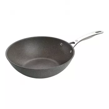 Wok/patelnia do stir-fry Ballarini 75002-815-0 okrągła antracytowa 30 cm, aluminium, 6-warstwowa powłoka nieprzywierająca granit/tytan