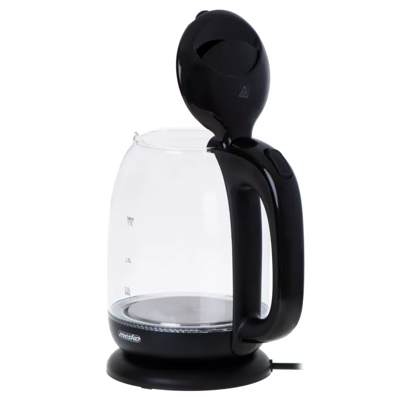 Czajnik Mesko MS 1302b | Elektryczny | 2200 W | 1,7 L | Szklany | Obrotowa podstawa 360° | Czarny