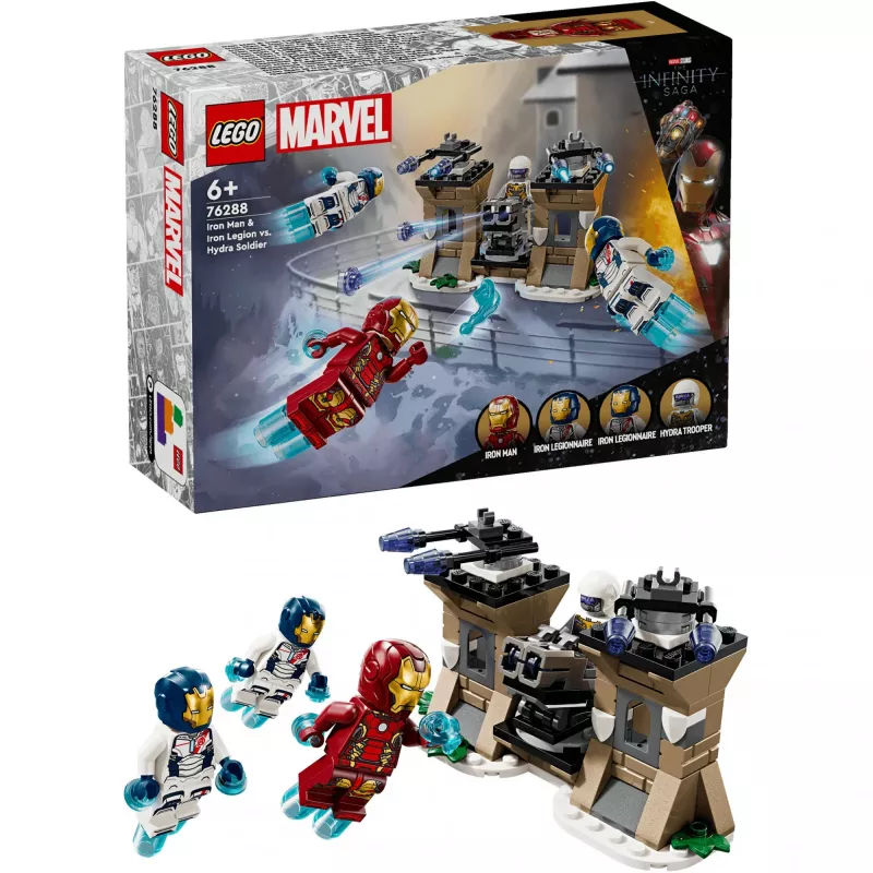 Zabawka konstrukcyjna zestaw LEGO 76288 Marvel Super Heroes Iron Man – Iron Legion i minifigurka żołnierza HYDRA, model do zbudowania