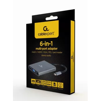 Gembird a-CM-COMBO6-01 Stacja dokująca / replikator portów USB 3.2 Gen 1 (3.1 cala)