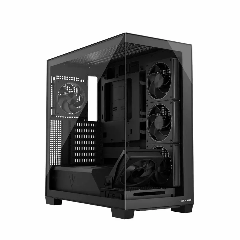 Obudowa PC MODECOM Volcano Stellar 5F ATX Midi Tower, szkło hartowane, 5 fabrycznie zamontowanych wentylatorów, USB‑C, obsługuje microATX/ATX, maks. GPU 420 mm, wysokość chłodzenia CPU 175 mm