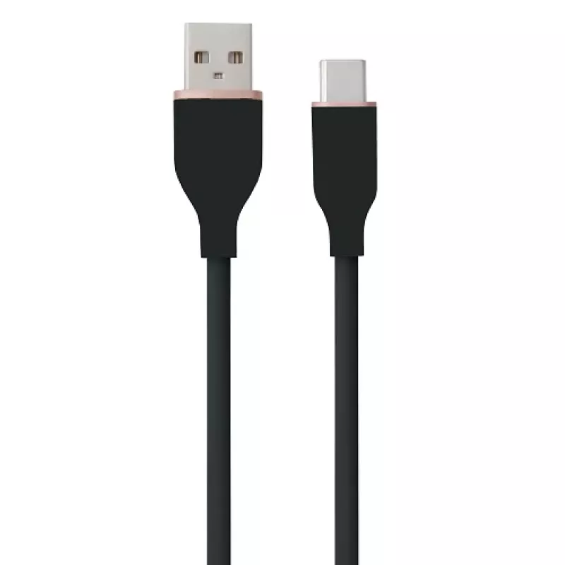 Kabel silikonowy USB Type-A - Type-C (czarny, 2m)