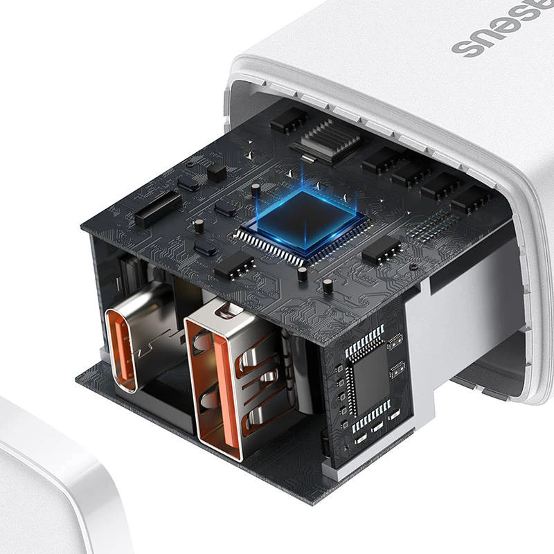 Ładowarka sieciowa Baseus Compact 1x USB-A + 1x USB-C 3A, kompaktowa ładowarka podróżna