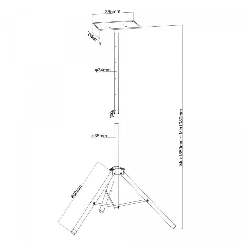 Uchwyt sufitowy do projektora MACLEAN MC-953 — stalowy, regulacja wysokości 1,2–1,7 m
