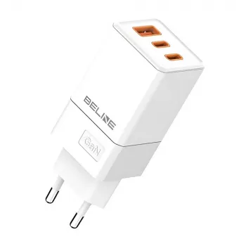 Beline ad. Siec. 2x USB-C 1x USB 65W Biały/biały (tylko głowica) Pd 3.0 Qc