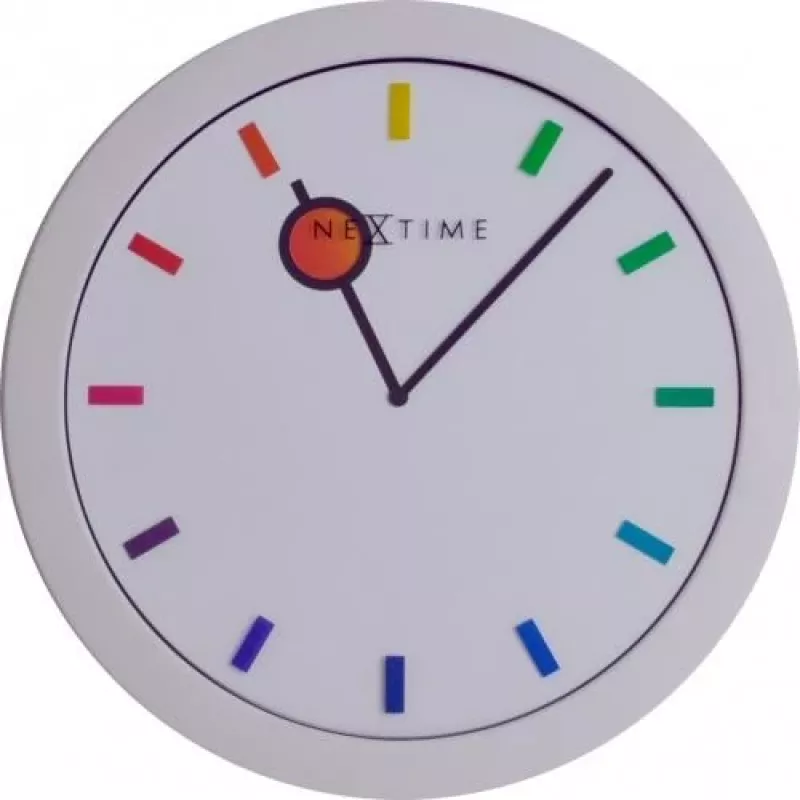 Zegar NeXtime 3048 Color Change, Ø28 cm, ścienny, biały/wielokolorowy